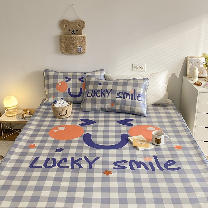 91家纺网 家纺一手货源 找家纺 雅居纺家纺 2022新款大版800D印花冰丝席 开心笑脸