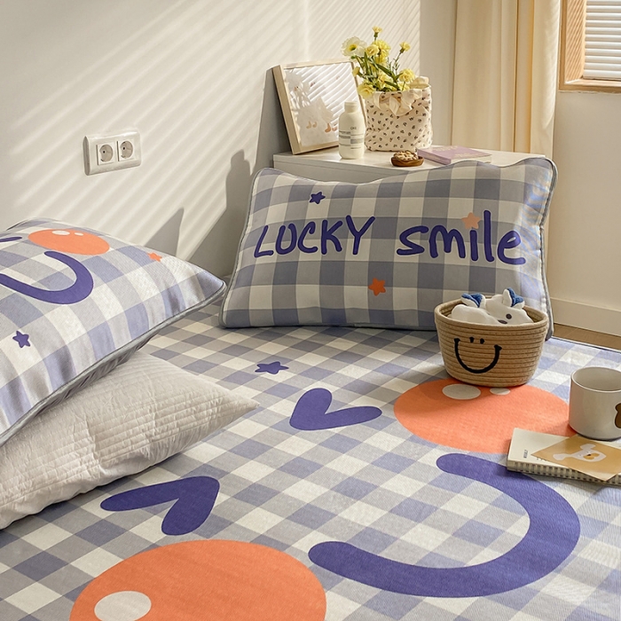 91家纺网 家纺一手货源 找家纺 雅居纺家纺 2022新款大版800D印花冰丝席 开心笑脸