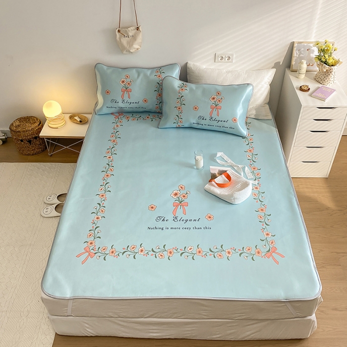 91家纺网 家纺一手货源 找家纺 雅居纺家纺 2022新款大版800D印花冰丝席 梦游仙境