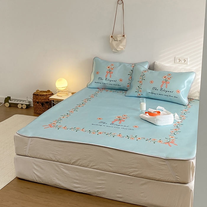 91家纺网 家纺一手货源 找家纺 雅居纺家纺 2022新款大版800D印花冰丝席 梦游仙境