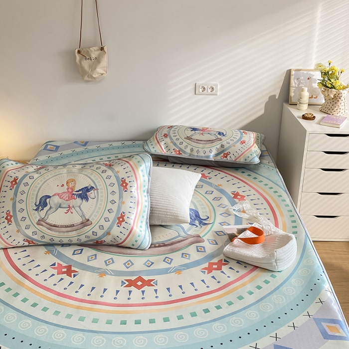 91家纺网 家纺一手货源 找家纺 雅居纺家纺 2022新款大版800D印花冰丝席 木马回忆