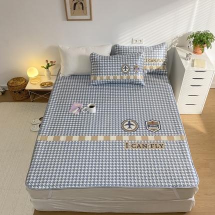 雅居纺家纺 2022新款大版800D印花冰丝席 千鸟格