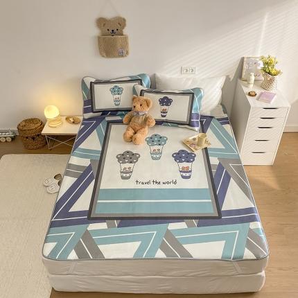 雅居纺家纺 2022新款大版800D印花冰丝席 热气球