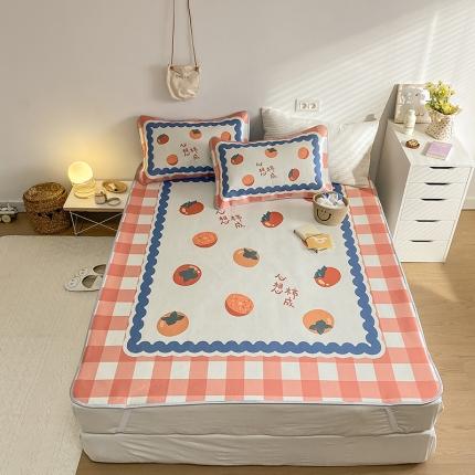 91家纺网 家纺一手货源 找家纺 雅居纺家纺 2022新款大版800D印花冰丝席 柿柿如意