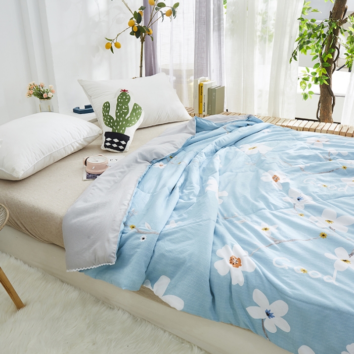 91家纺网 家纺一手货源 找家纺 畅销被业2024新款水洗棉夏被夏凉被 百花盛开