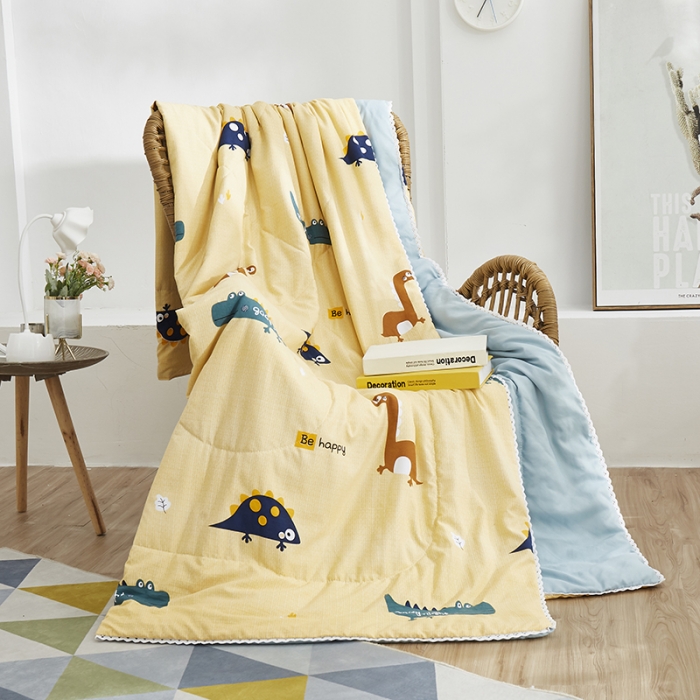 91家纺网 家纺一手货源 找家纺 畅销被业2022新款水洗棉夏被夏凉被 动物世界