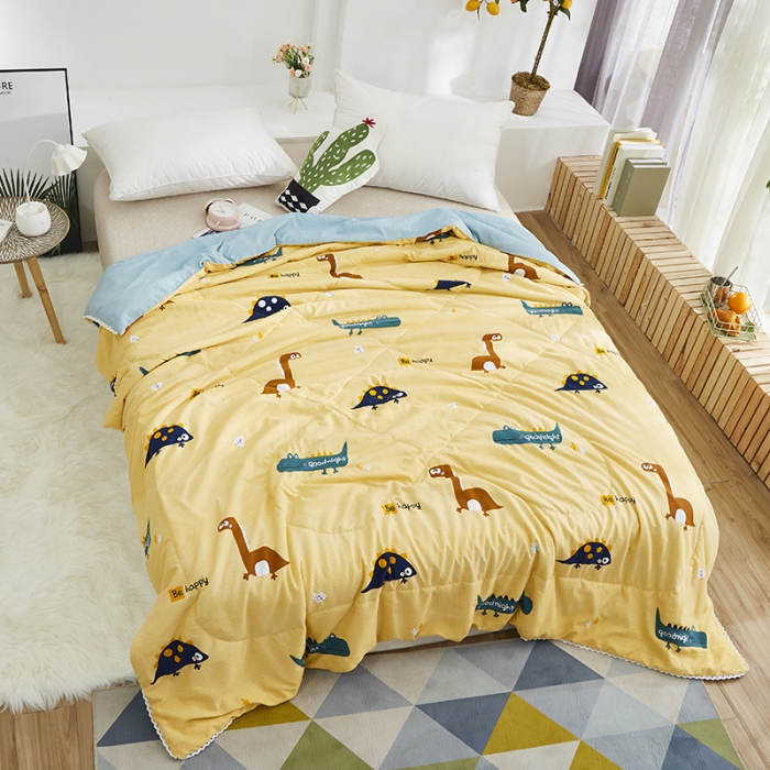 91家纺网 家纺一手货源 找家纺 畅销被业2022新款水洗棉夏被夏凉被 动物世界