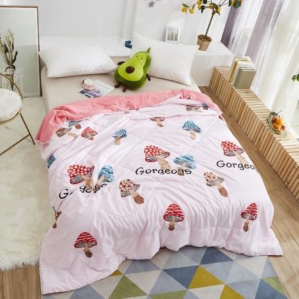 91家纺网 家纺一手货源 找家纺 畅销被业2023新款水洗棉夏被夏凉被 蘑菇