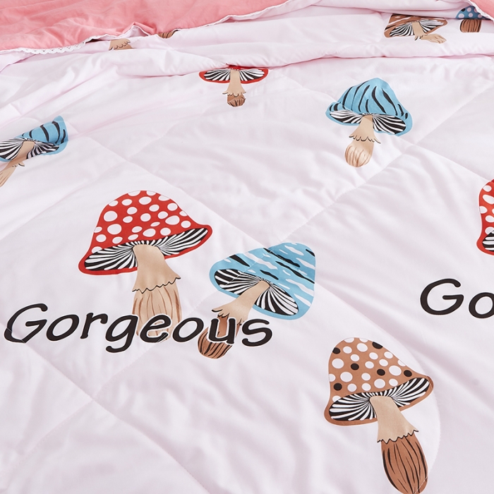 91家纺网 家纺一手货源 找家纺 畅销被业2023新款水洗棉夏被夏凉被 蘑菇