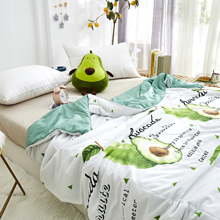 91家纺网 家纺一手货源 找家纺 畅销被业2023新款水洗棉夏被夏凉被 牛油果