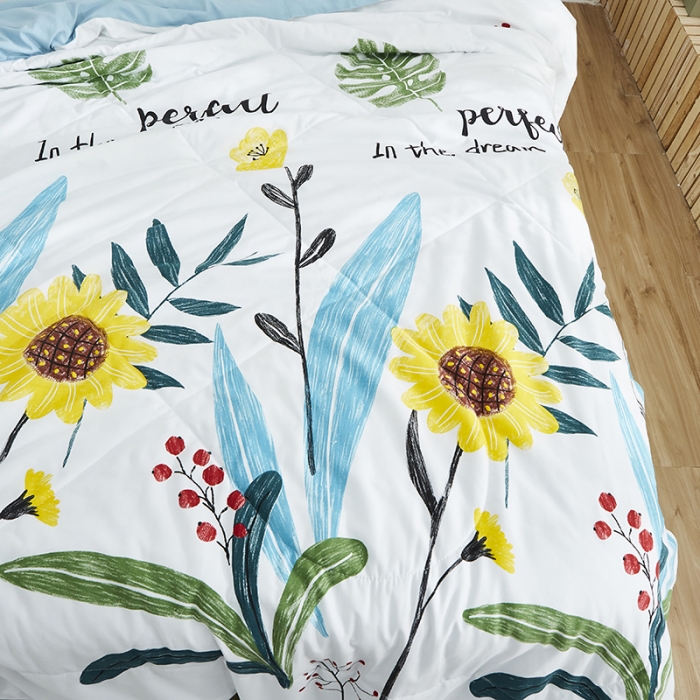 91家纺网 家纺一手货源 找家纺 畅销被业2024新款水洗棉夏被夏凉被 向日葵