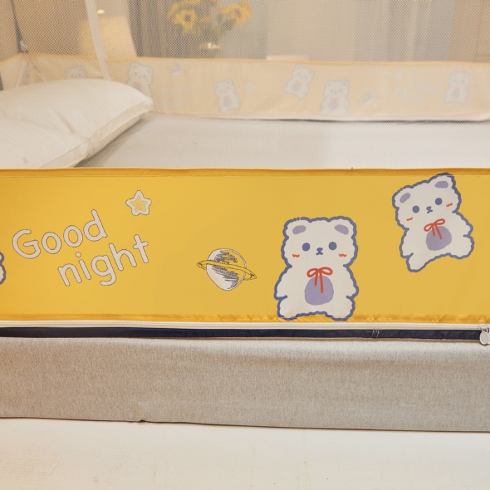 91家纺网 家纺一手货源 找家纺 卓尔居 2022年新款大顶免安装全底床笠款蚊帐 小熊-黄