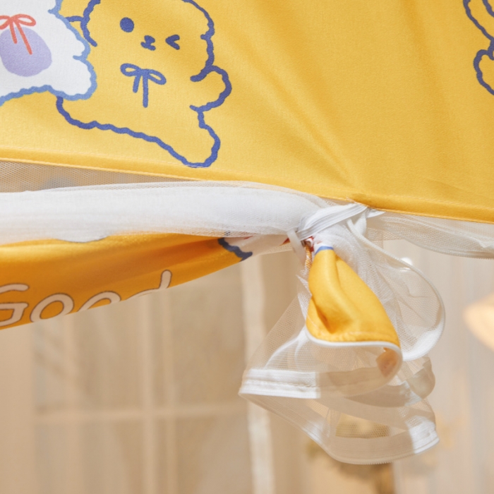 91家纺网 家纺一手货源 找家纺 卓尔居 2022年新款大顶免安装全底床笠款蚊帐 小熊-黄