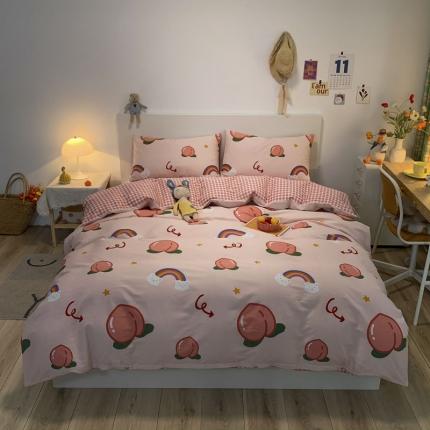 91家纺网 家纺一手货源 找家纺 梦家居 2021春季新品全棉小清新四件套小仙桃