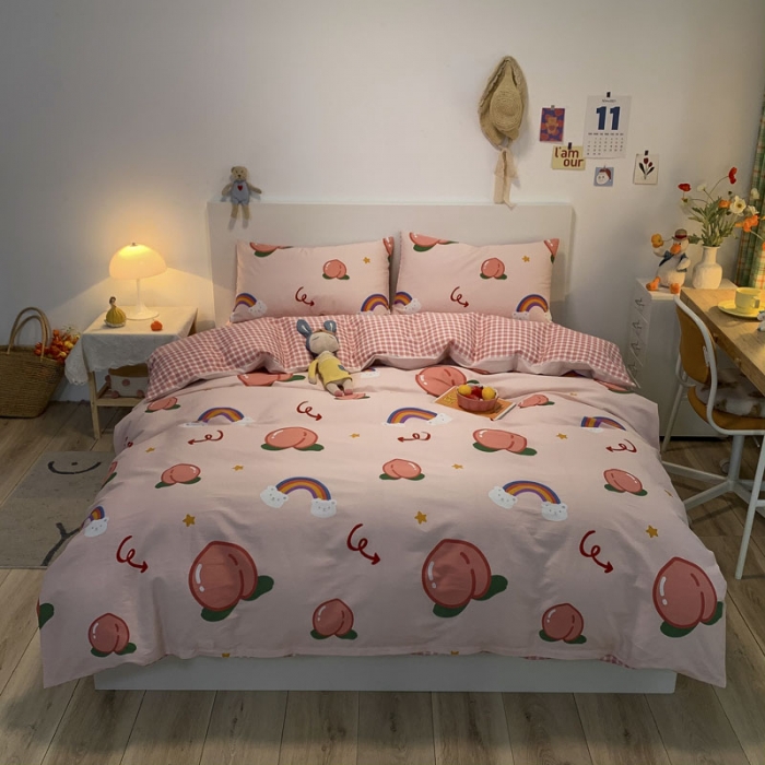 91家纺网 家纺一手货源 找家纺 梦家居 2021春季新品全棉小清新四件套小仙桃