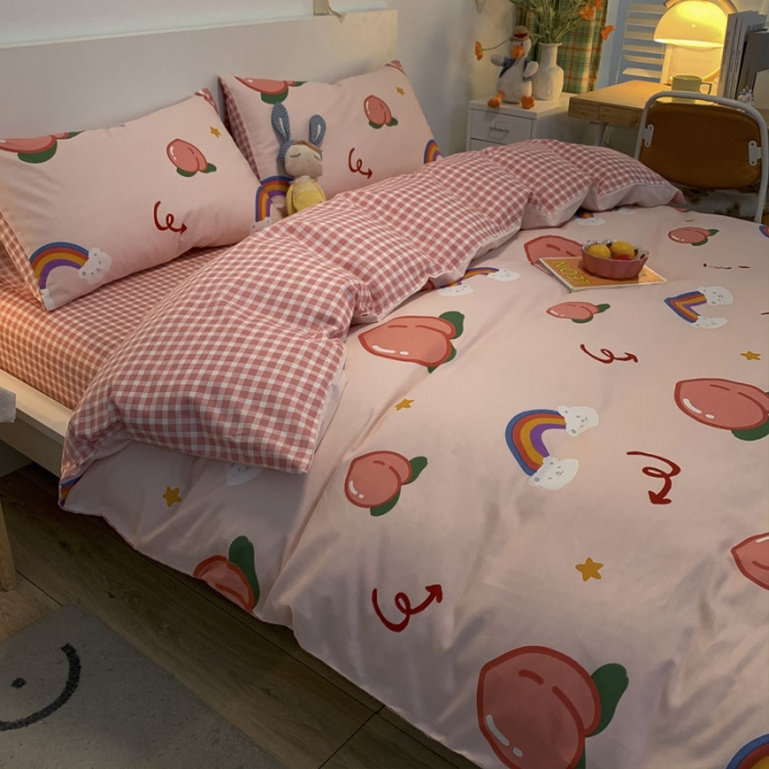 91家纺网 家纺一手货源 找家纺 梦家居 2021春季新品全棉小清新四件套小仙桃