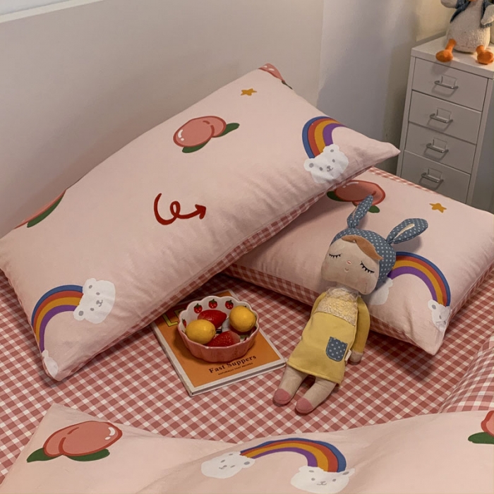 91家纺网 家纺一手货源 找家纺 梦家居 2021春季新品全棉小清新四件套小仙桃