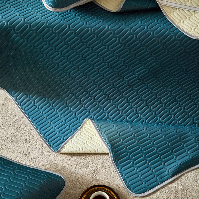 91家纺网 家纺一手货源 找家纺 凡客家居2021春夏凉感丝纯色乳胶凉席 哈伦（宝蓝）