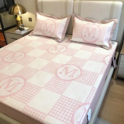 91家纺网 家纺一手货源 找家纺 馨蕊2021新款高端可水洗抗菌冰感凉席 M千鸟格-粉