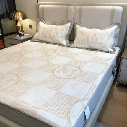 91家纺网 家纺一手货源 找家纺 馨蕊2021新款高端可水洗抗菌冰感凉席 M千鸟格-黄