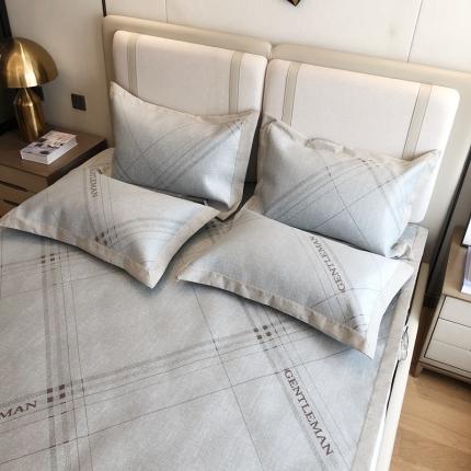 91家纺网 家纺一手货源 找家纺 馨蕊2021新款高端可水洗抗菌冰感凉席 英伦时光-灰