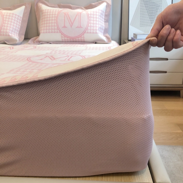 91家纺网 家纺一手货源 找家纺 馨蕊2021新款高端可水洗抗菌冰感凉席 M千鸟格-粉