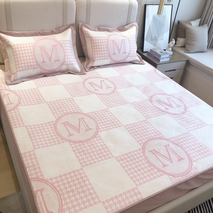 91家纺网 家纺一手货源 找家纺 馨蕊2021新款高端可水洗抗菌冰感凉席 M千鸟格-粉