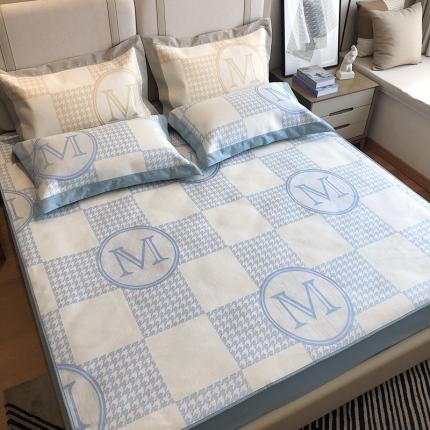 馨蕊2021新款高端可水洗抗菌冰感凉席 M千鸟格-蓝