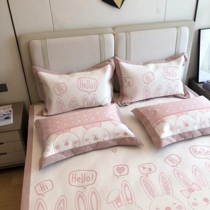 馨蕊2021新款高端可水洗抗菌冰感凉席 可爱兔-粉