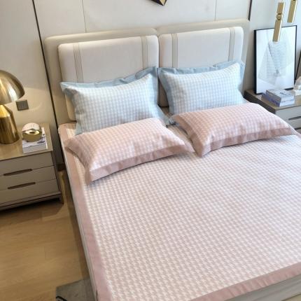 馨蕊2021新款高端可水洗抗菌冰感凉席 千鸟格-粉