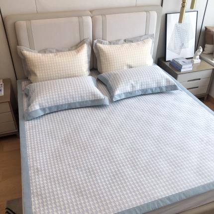 馨蕊2021新款高端可水洗抗菌冰感凉席 千鸟格-蓝