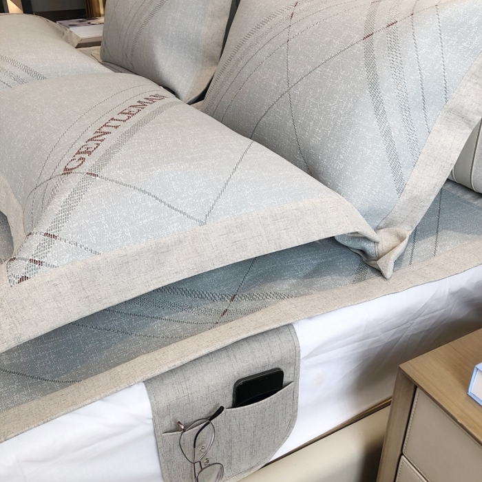 91家纺网 家纺一手货源 找家纺 馨蕊2021新款高端可水洗抗菌冰感凉席 英伦时光-灰