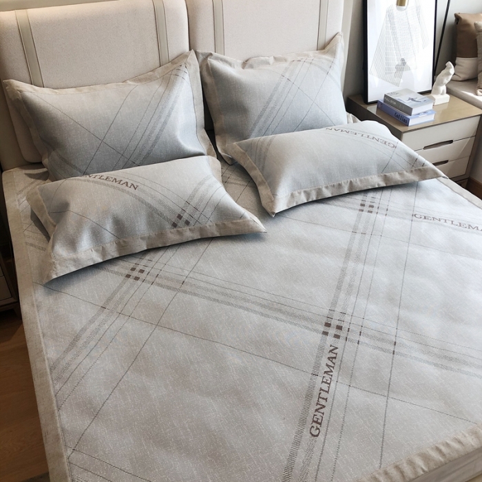 91家纺网 家纺一手货源 找家纺 馨蕊2021新款高端可水洗抗菌冰感凉席 英伦时光-灰