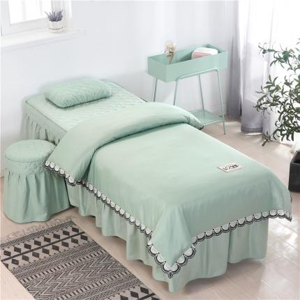 乐逸 2023新款全棉天丝花边美容床罩 翠绿