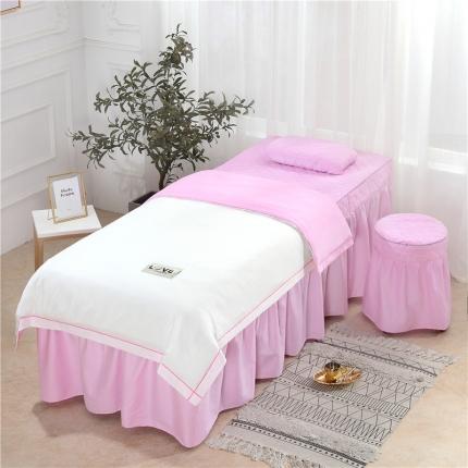 91家纺网 家纺一手货源 找家纺 乐逸 2023新款天丝全棉美容床罩 天丝-白+粉