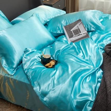 91家纺网 家纺一手货源 找家纺 梦尚舒 2025新款水洗冰丝单被套 水蓝