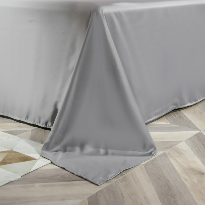 91家纺网 家纺一手货源 找家纺 金米诺 2022新款水洗真丝花边款四件套 高级灰