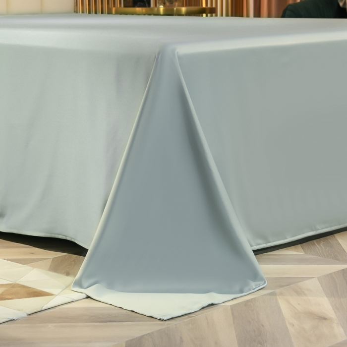 91家纺网 家纺一手货源 找家纺 金米诺 2022新款水洗真丝花边款四件套 青水绿