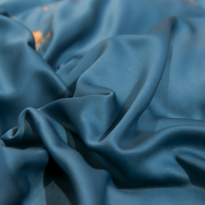 91家纺网 家纺一手货源 找家纺 金米诺 2022新款水洗真丝花边款四件套 月光蓝