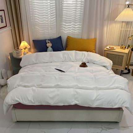 91家纺网 家纺一手货源 找家纺 曼谷 新款混搭风四件套 纯白-豆沙