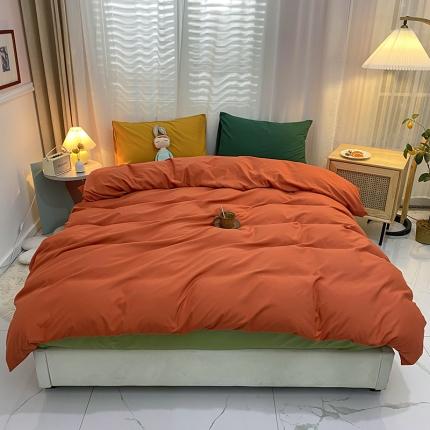91家纺网 家纺一手货源 找家纺 曼谷 新款混搭风四件套 橙色-豆绿