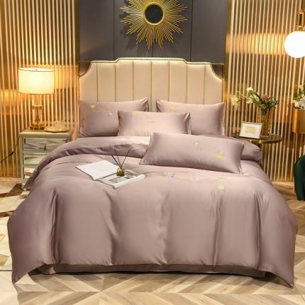 金米诺 2022新款水洗真丝普通款四件套 豆沙色