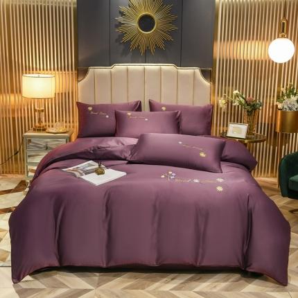 金米诺 2022新款水洗真丝普通款四件套 冷艳紫