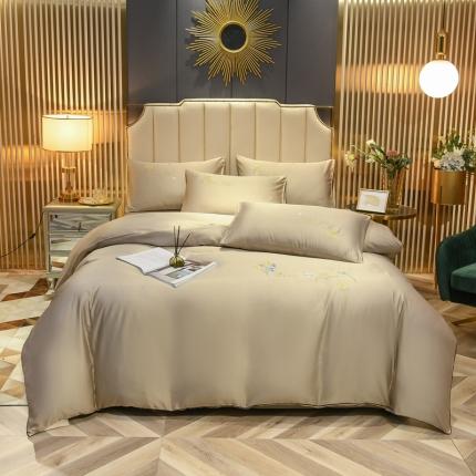 金米诺 2022新款水洗真丝普通款四件套 浅卡其