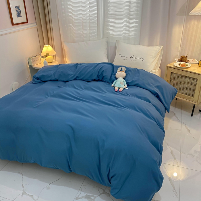 91家纺网 家纺一手货源 找家纺 曼谷 新款混搭风四件套 宝蓝-姜黄