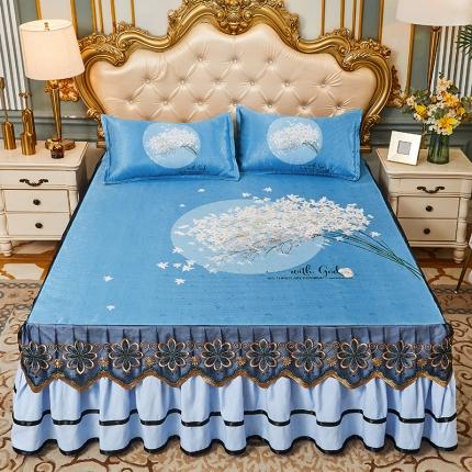 91家纺网 家纺一手货源 找家纺 （总）恋佳 2023新款可水洗大版床裙款冰丝席凉席三件套