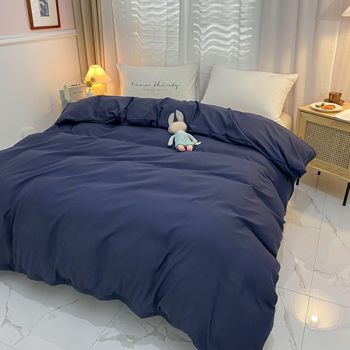 91家纺网 家纺一手货源 找家纺 曼谷 新款混搭风四件套 藏青-豆绿