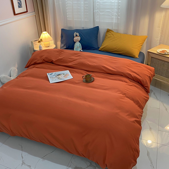91家纺网 家纺一手货源 找家纺 曼谷 新款混搭风四件套 橙色-宝蓝