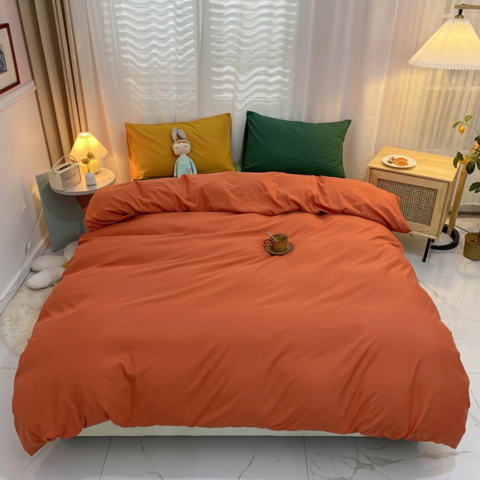 91家纺网 家纺一手货源 找家纺 曼谷 新款混搭风四件套 橙色-豆绿