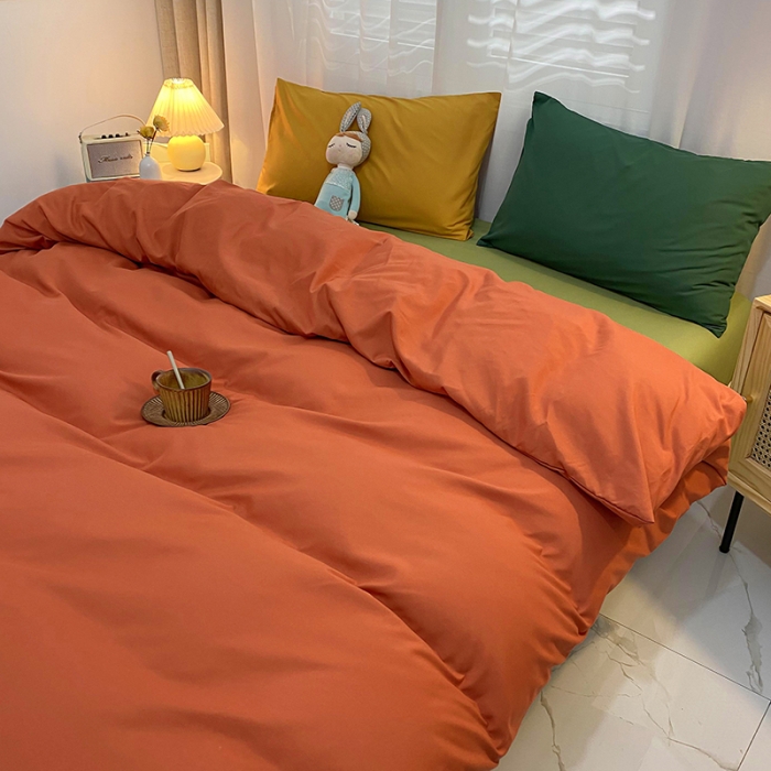 91家纺网 家纺一手货源 找家纺 曼谷 新款混搭风四件套 橙色-豆绿